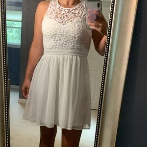 Lulu’s Romantic Tale White Lace Skater Dress